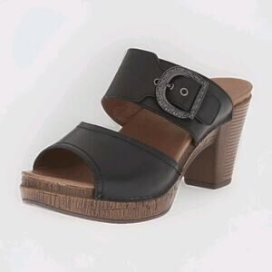Dansko Ramona Sandals Womens 41 / 10 Suede Leather Shoe Block Heel Black Comfort